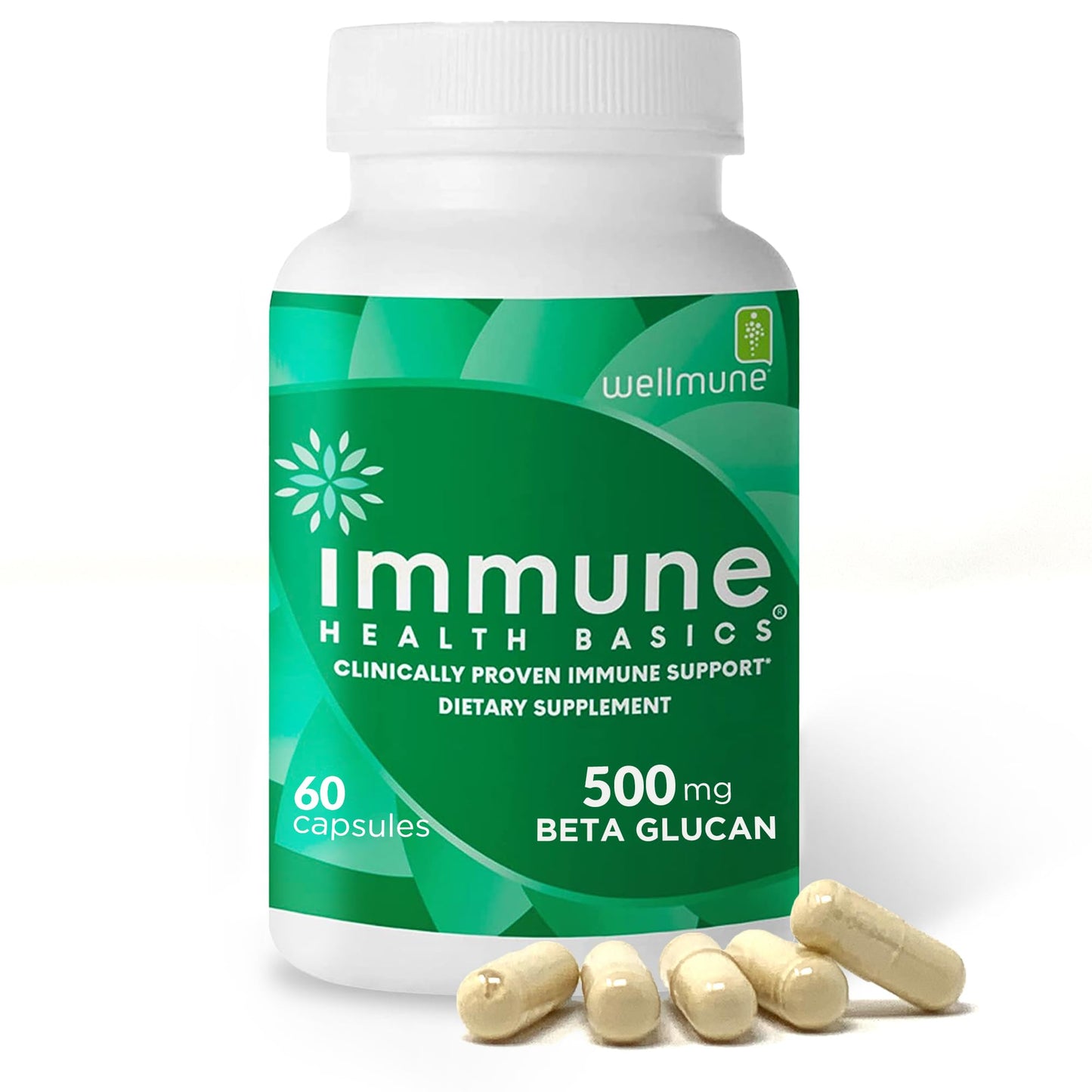 Immune Health Basics Ultra Strength Immunity – Clinically Studied Beta Glucan, Gluten-Free Vegan Capsules, 60 Count, 500 mg