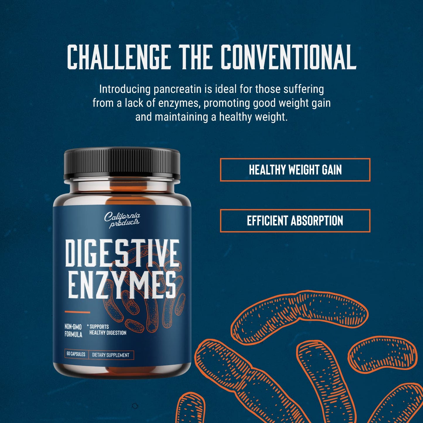 Digestive Enzyme Supplements for Gut Health - Pancreatin Digestive Enzymes for Digestion Upset Stomach Relief and Leaky Gut Repair - Pure Enzymes Digestion Supplement Women and Men