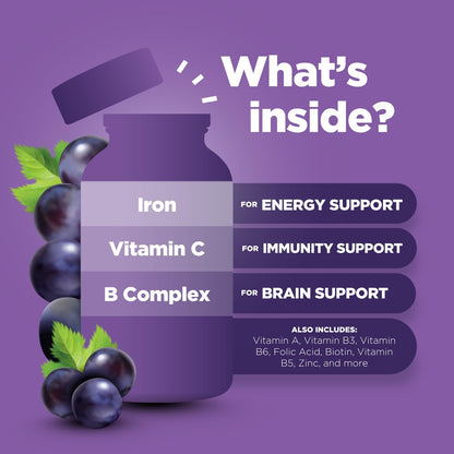 Natural Multivitamin Iron Gummies for Adults – Iron + Energy Boost