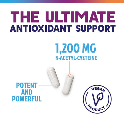 NAC 1200mg Supplement – Immune & Antioxidant Support | Liver & Lung Health – USA Made, 60 Caps