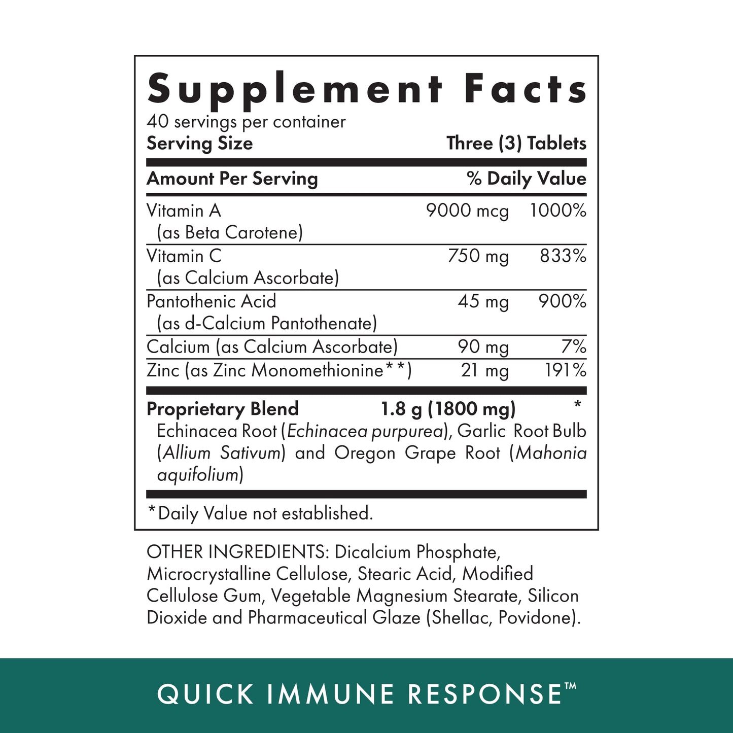 MICHAEL'S Quick Immune Response – 120 Vegetarian Tablets | Immune Support