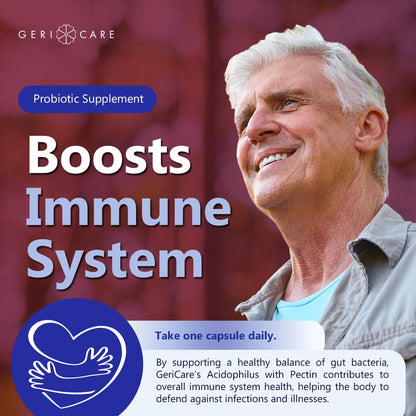 GeriCare Acidophilus with Pectin Probiotic Capsules – Digestive Health, Immunity & Bone Support | 100 Count