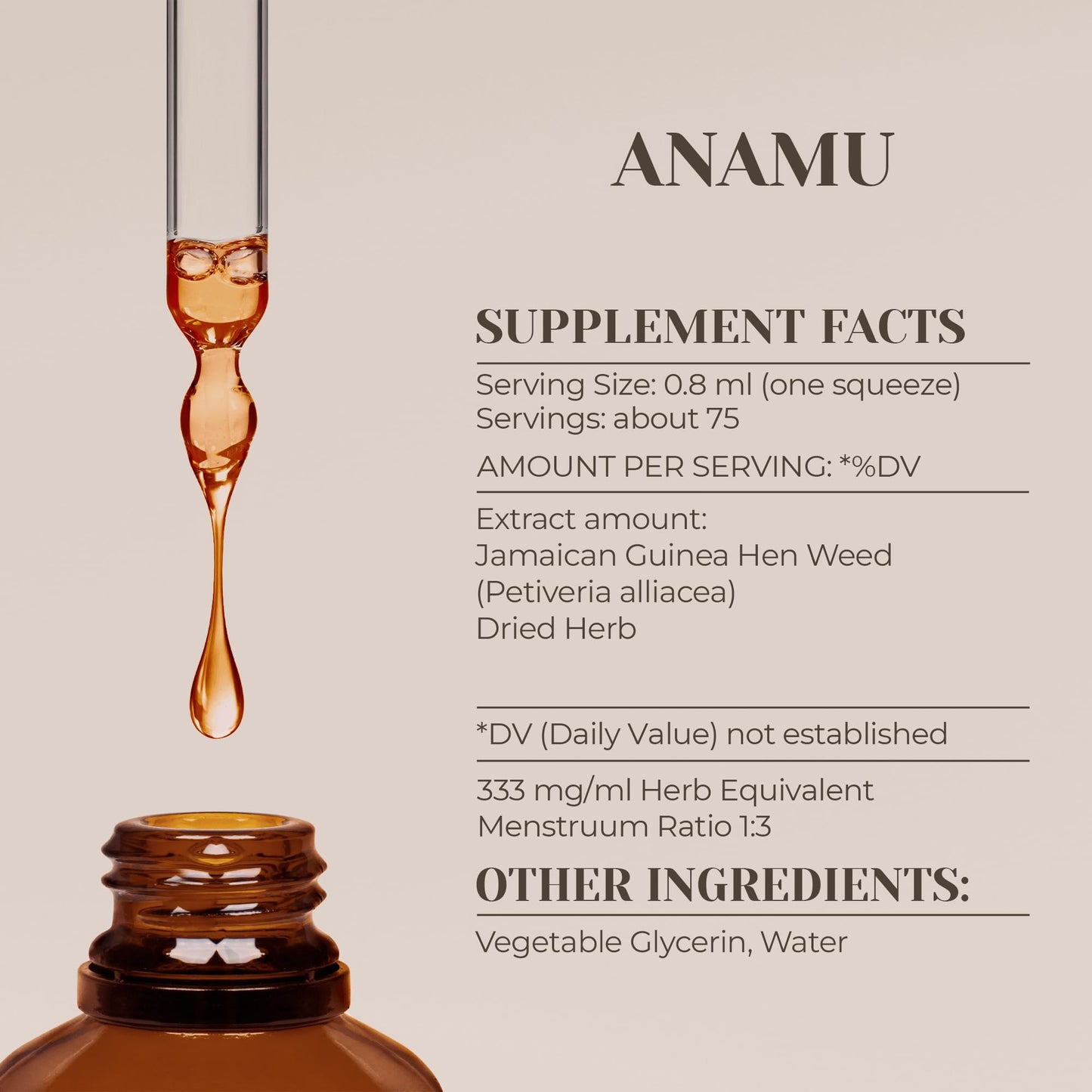 Anamu Alcohol-Free Tincture Extract - Immune Booster, 2 fl oz | Wildcrafted Jamaican Guinea Hen Weed