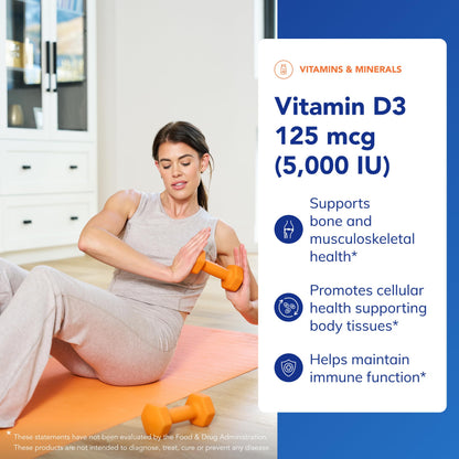 Pure Encapsulations Vitamin D3 125 mcg (5,000 IU) – Bone, Immune & Heart Health – 250 Capsules