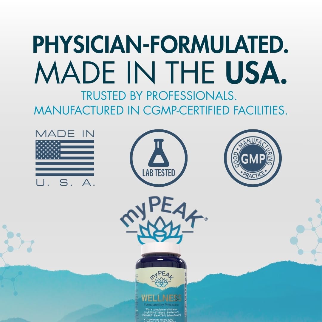 myPEAK Wellness Vegan Multivitamin – ElevATP, Astaxanthin, Iron & Alpha GPC (90 Count)