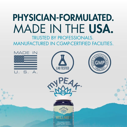 myPEAK Wellness Vegan Multivitamin – ElevATP, Astaxanthin, Iron & Alpha GPC (90 Count)