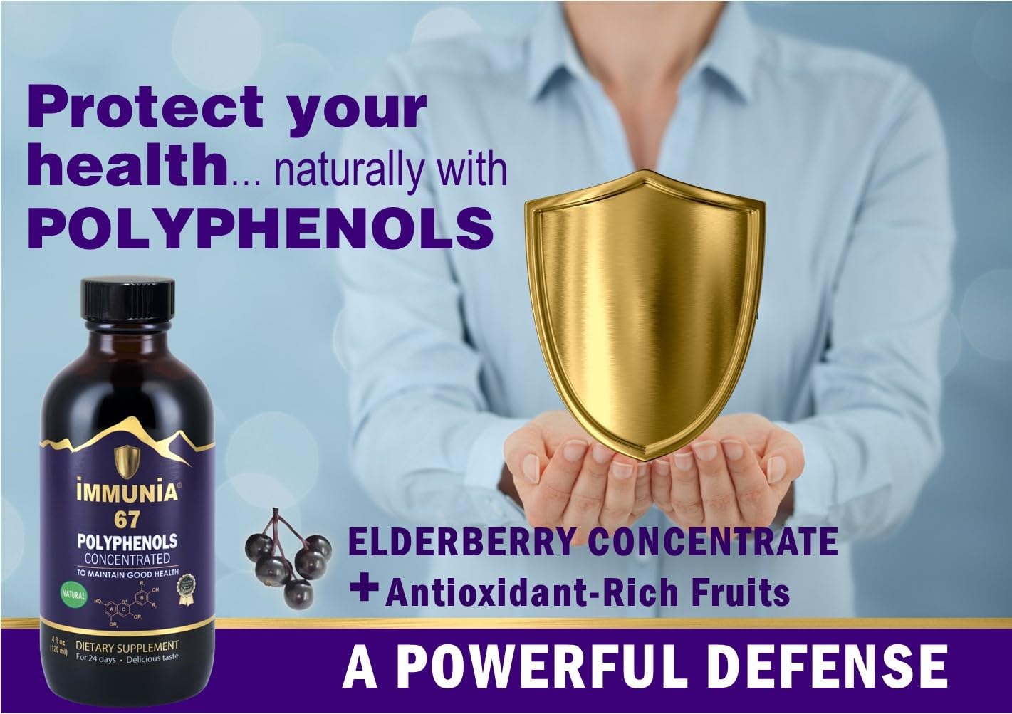 Immunia 67 Polyphenols: Elderberry Concentrate & Antioxidant Fruits – 24-Day Supply
