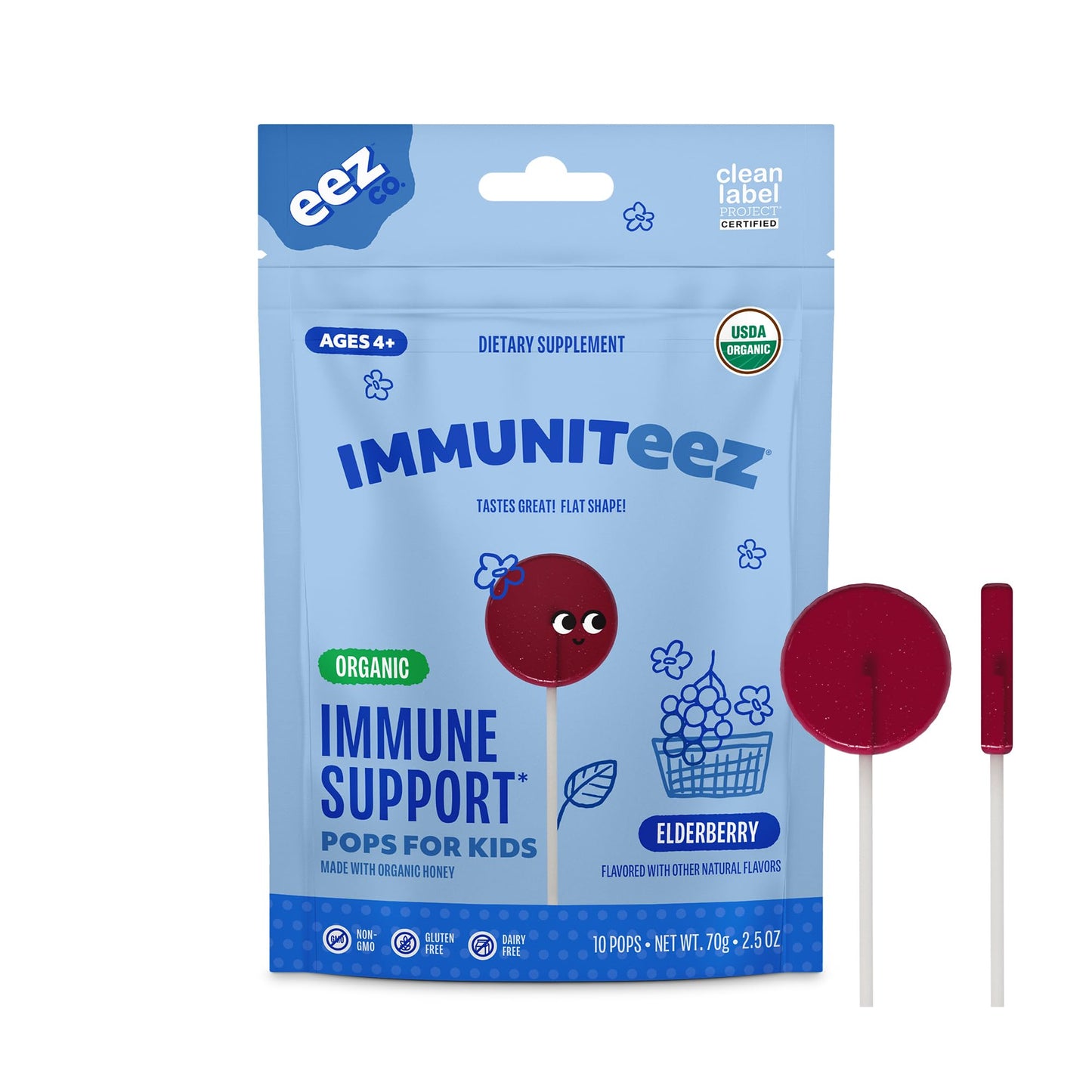 Immuniteez Organic Elderberry Lollipops for Kids - Immune Support
