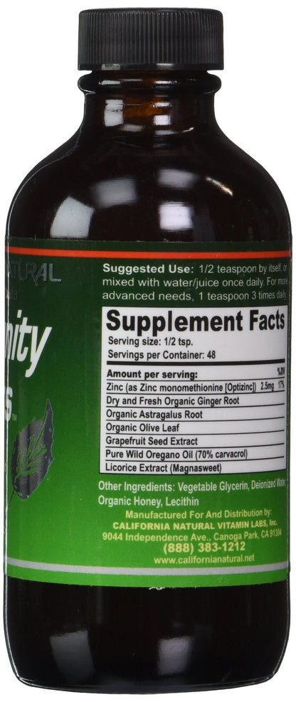 California Natural Immunity Shots 4oz – Zinc, Ginger & Oregano Oil