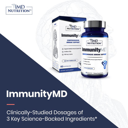 ImmunityMD Probiotic – Immune Support with Zinc & Prebiotic | 60 Capsules | 1MD Nutrition
