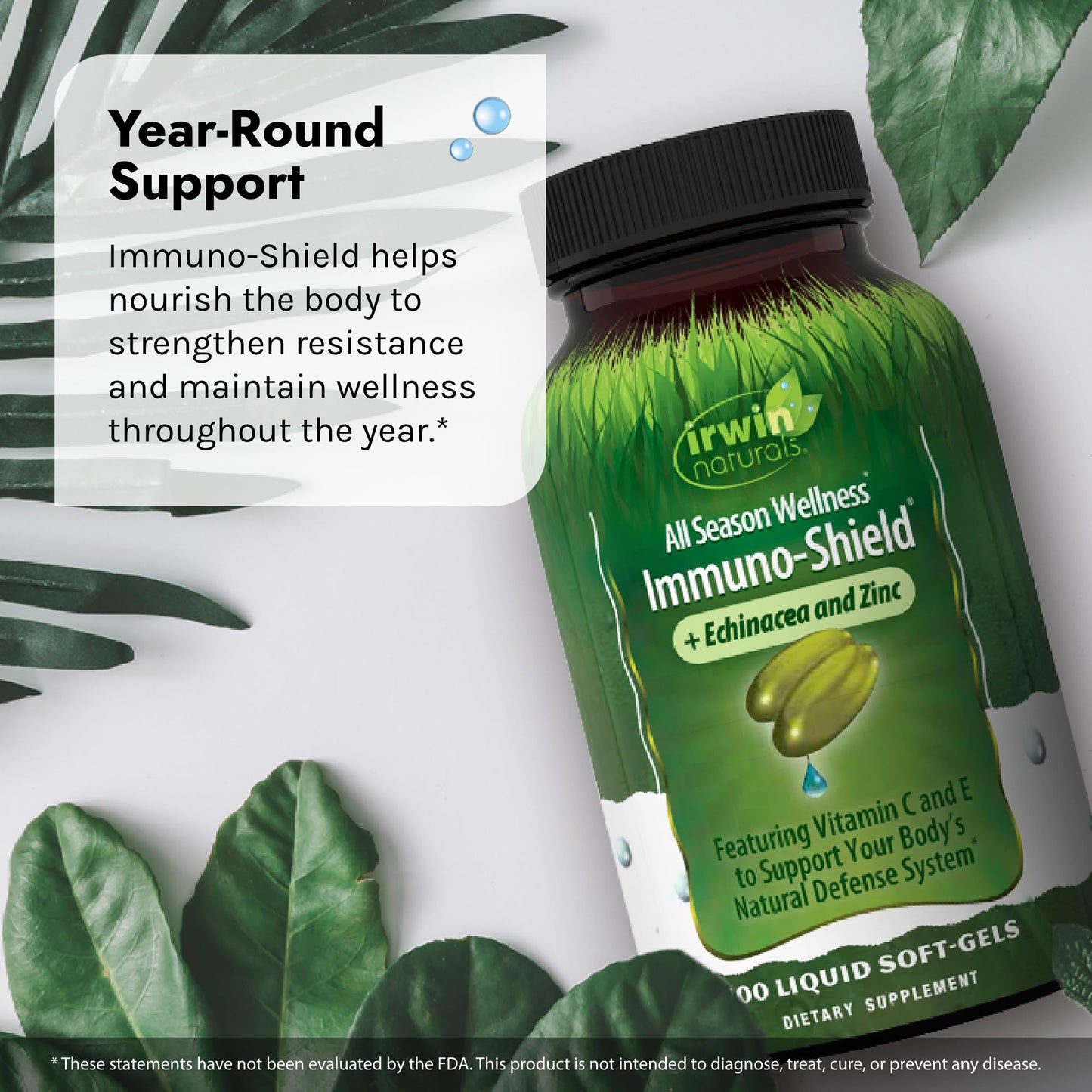 Irwin Naturals Immuno-Shield – 100 Liquid Softgels (Pack of 2) | All-Season Immune Support