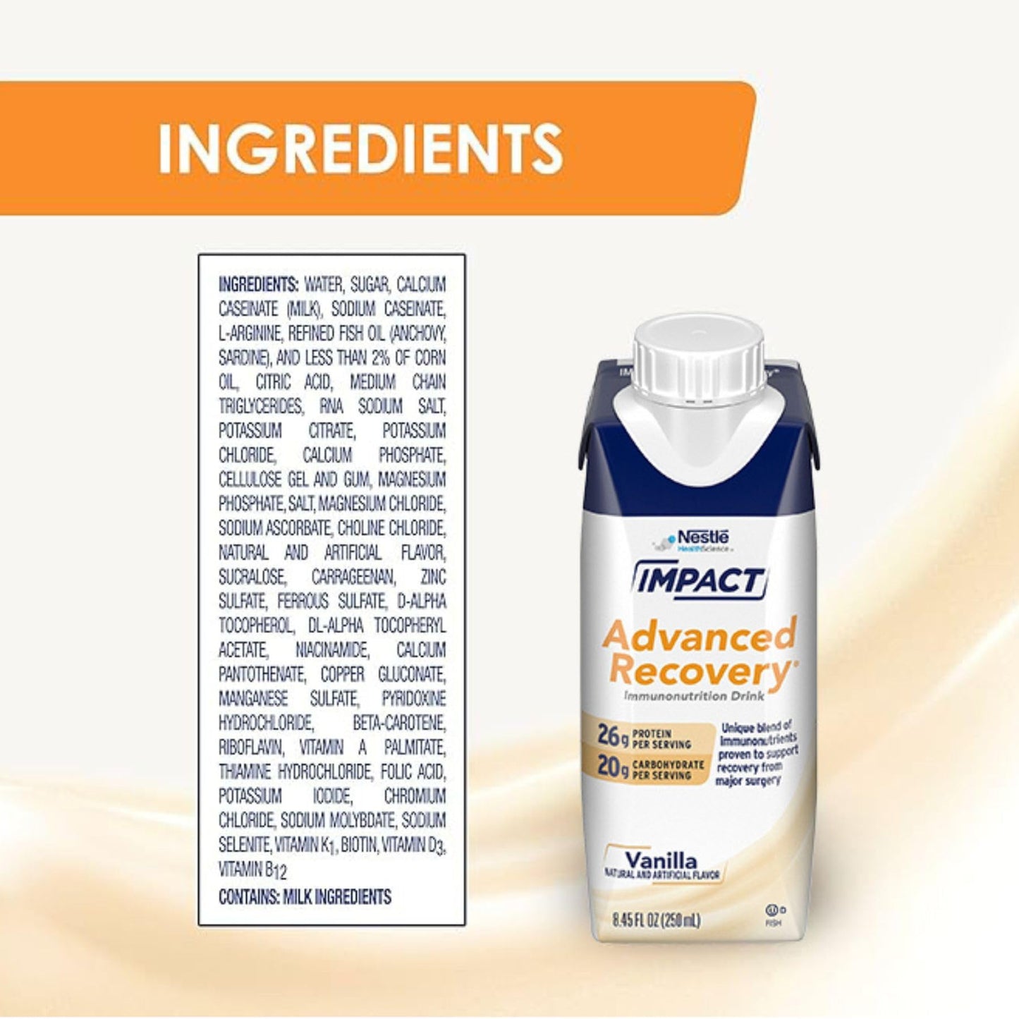 Impact Advanced Recovery Immunonutrition Drink Vanilla – 8.45 oz Carton (10 Count)