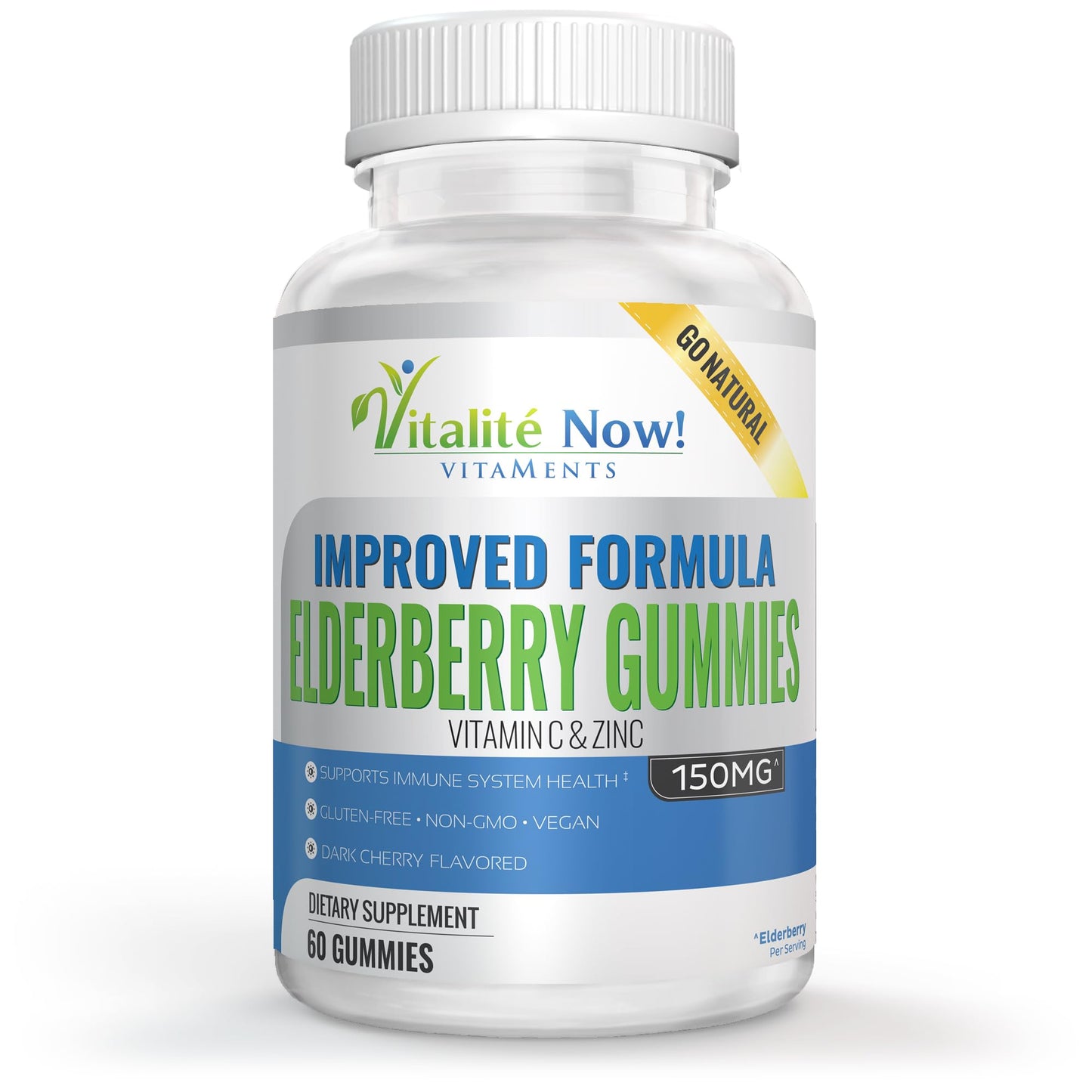 Improved Formula Organic Elderberry Gummies - USDA Certified - Vitamin C & Zinc - Chewable Sambucus - Immune System Support - Vegetarian & Vegan - Dark Cherry Flavored - Gluten Free - Non-GMO