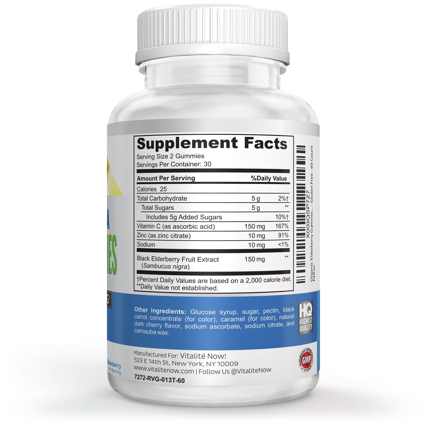 Improved Formula Organic Elderberry Gummies - USDA Certified - Vitamin C & Zinc - Chewable Sambucus - Immune System Support - Vegetarian & Vegan - Dark Cherry Flavored - Gluten Free - Non-GMO