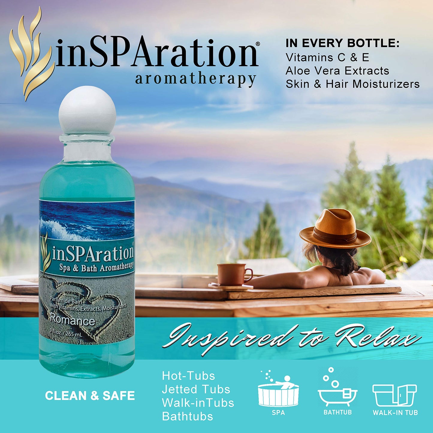 inSPAration Spa Liquid 106X Romance – 9 oz | Aromatherapy for Spas & Baths