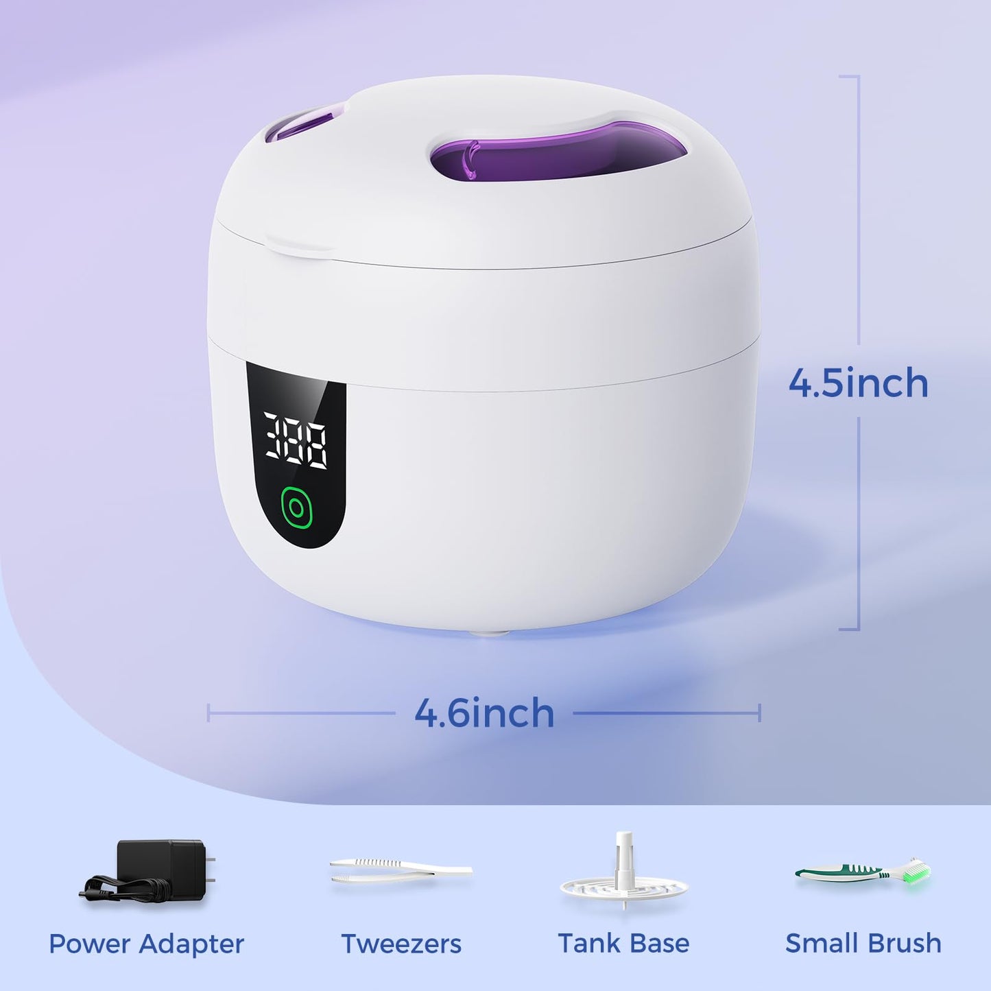 Waterproof Ultrasonic Retainer Cleaner – 45kHz, 180ml Tank, Digital Timer