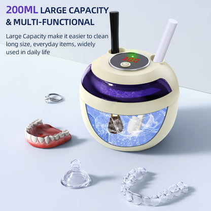 Ultrasonic Retainer Cleaner 200ml, 45kHz, 4 Modes, Light Yellow