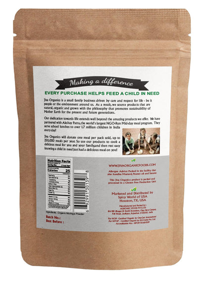 Jiva Organics Moringa Powder 1.25LB - USDA Organic Moringa Leaf Powder | Vegan