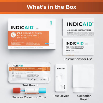 INDICAID iFOB At-Home Fecal Occult Blood Test – FIT Colon, No Prep, 1 Pack