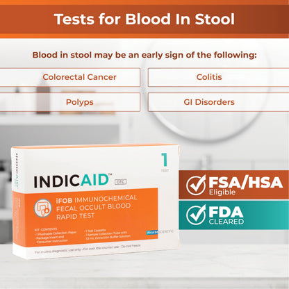 INDICAID iFOB At-Home Fecal Occult Blood Test – FIT Colon, No Prep, 1 Pack
