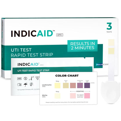 INDICAID UTI Test Strips for Home Use | Detects Leukocytes & Nitrites | 2-Minute Results