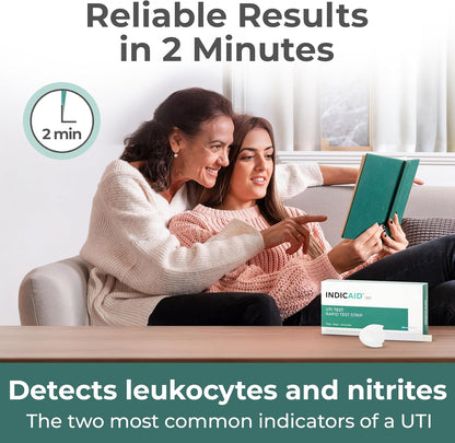 INDICAID UTI Test Strips for Home Use | Detects Leukocytes & Nitrites | 2-Minute Results