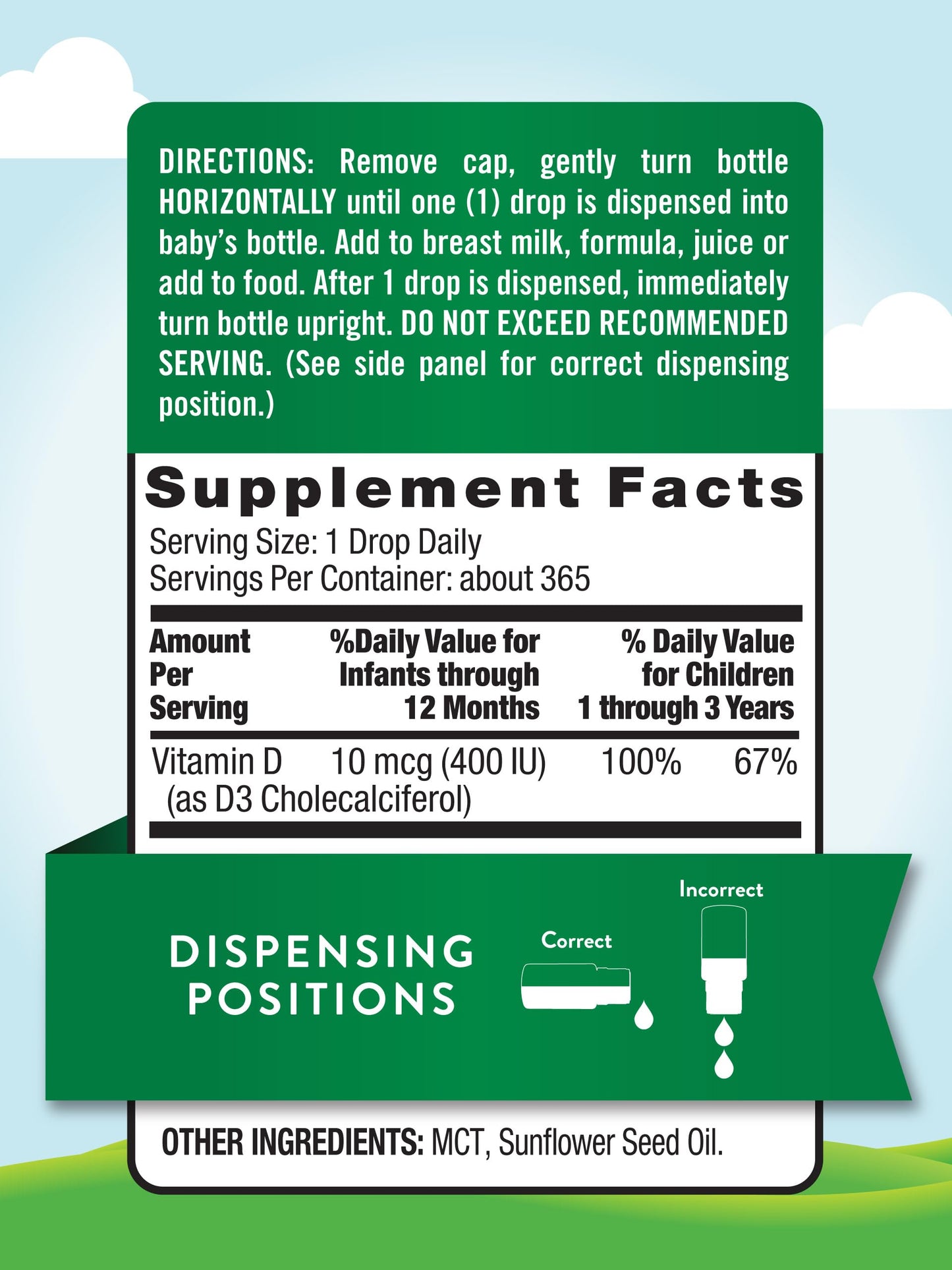 Nature's Truth Vitamin D Drops for Infants — 400 IU, 9.2 mL