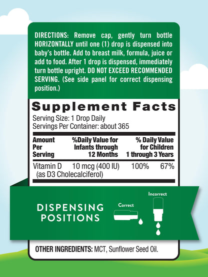 Nature's Truth Vitamin D Drops for Infants — 400 IU, 9.2 mL
