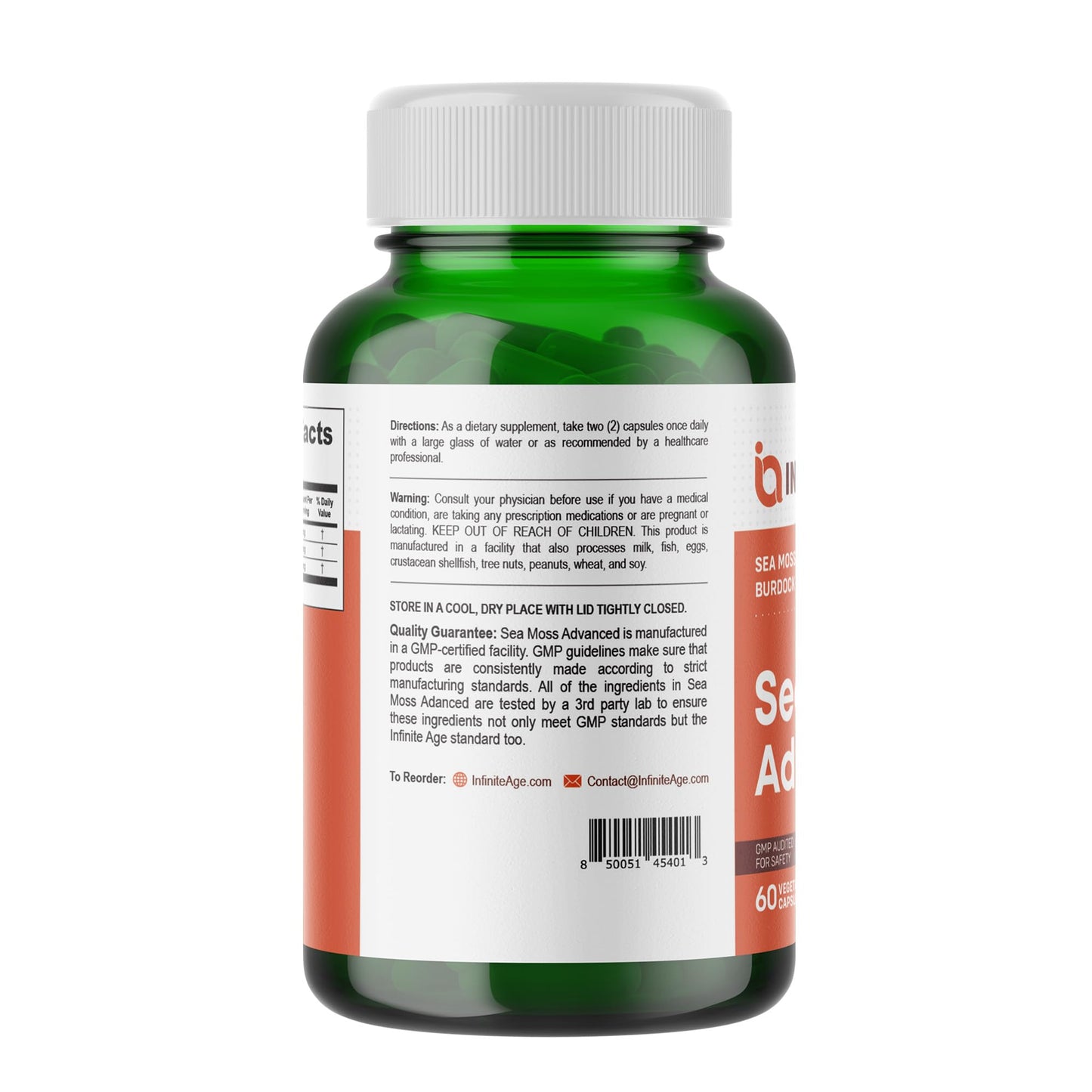 INFINITE AGE Sea Moss Capsules 3 Pack – 1250mg per serving, 180 Count, Vegan, USA Made