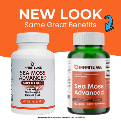 INFINITE AGE Sea Moss Capsules 3 Pack – 1250mg per serving, 180 Count, Vegan, USA Made