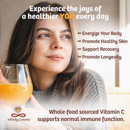 Infinity-C Organic Whole-Food Vitamin C Powder – 1000mg, Acerola, Camu Camu & Amla (30 Servings)