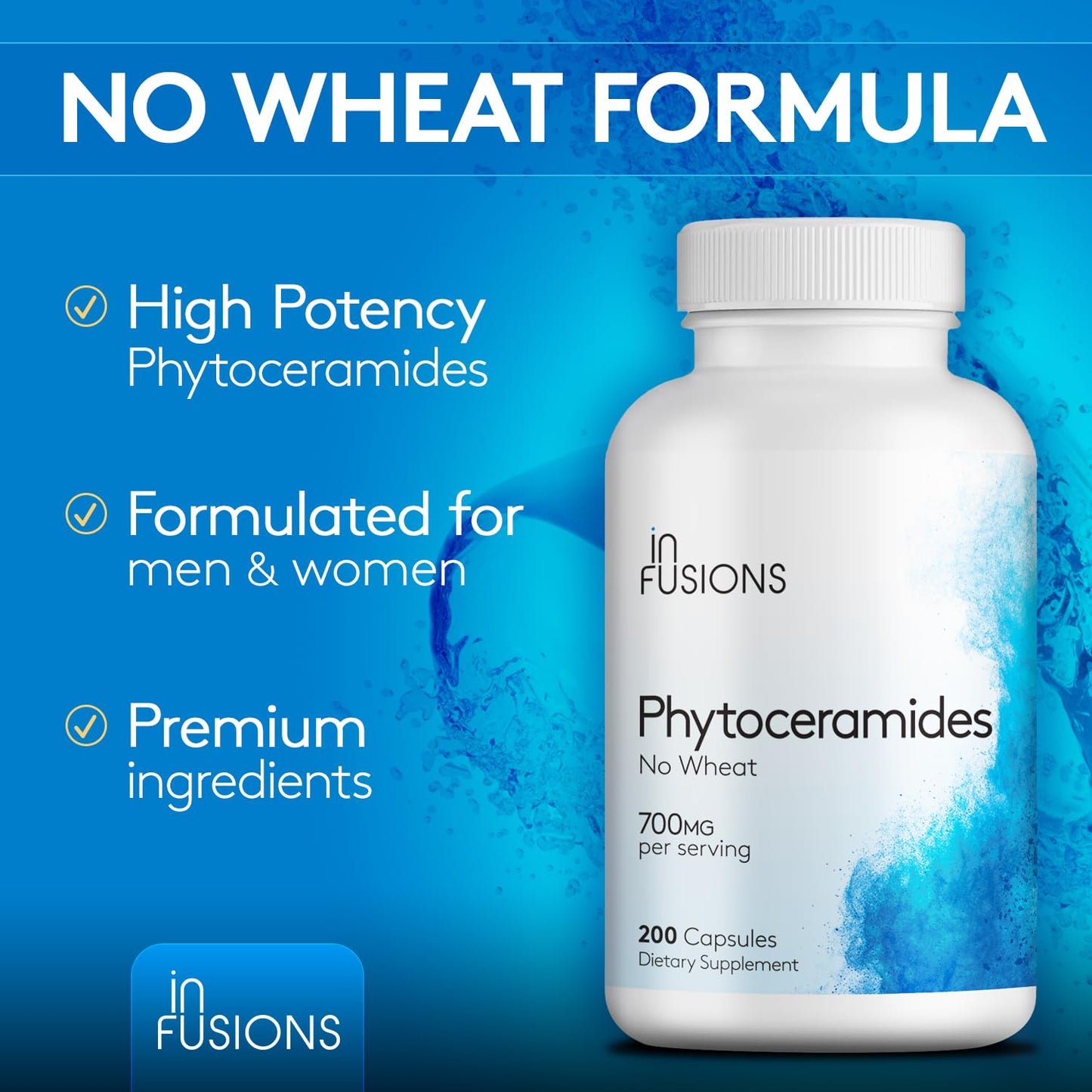 Infusions International Phytoceramides 200 Capsules | Skin Repair & Anti-Aging | Plant-Derived Ceramides 700mg | Gluten Free & Non-GMO