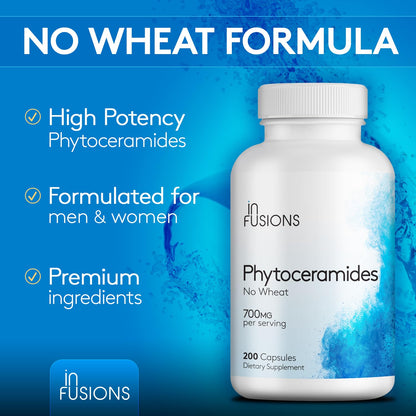 Infusions International Phytoceramides 200 Capsules | Skin Repair & Anti-Aging | Plant-Derived Ceramides 700mg | Gluten Free & Non-GMO