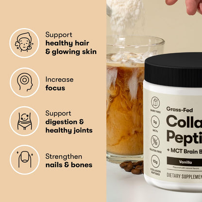 Perfect Keto Collagen Peptides with MCT Oil – Grass-Fed, Low Carb, Chocolate