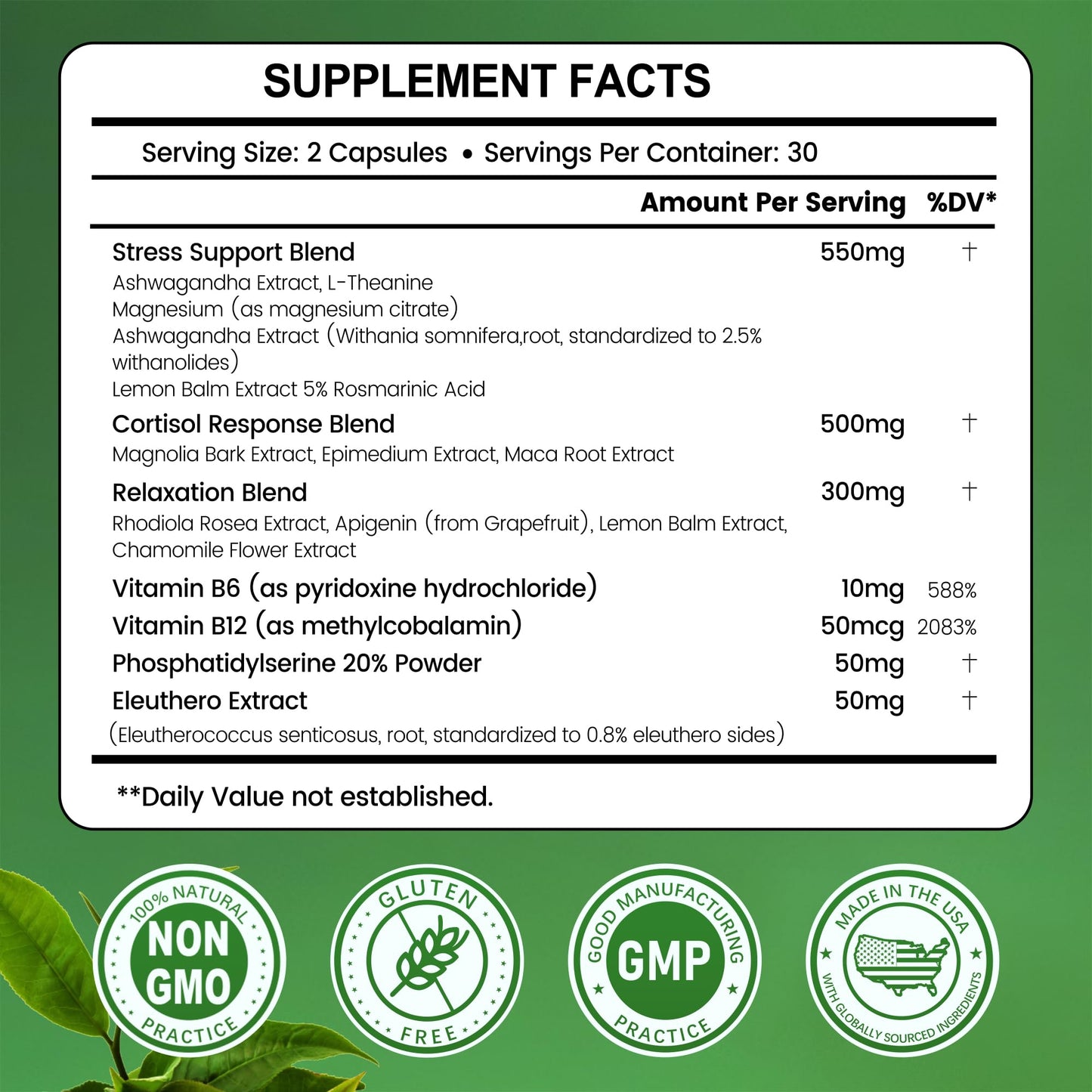 inGreens Cortisol Supplement – 15-in-1 Manager with Ashwagandha, L-Theanine & Magnesium (60 Capsules)