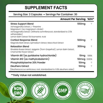 inGreens Cortisol Supplement – 15-in-1 Manager with Ashwagandha, L-Theanine & Magnesium (60 Capsules)
