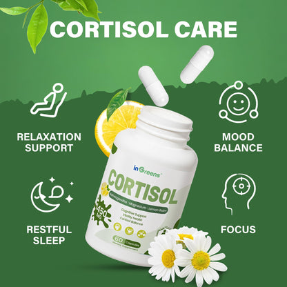 inGreens Cortisol Supplement – 15-in-1 Manager with Ashwagandha, L-Theanine & Magnesium (60 Capsules)