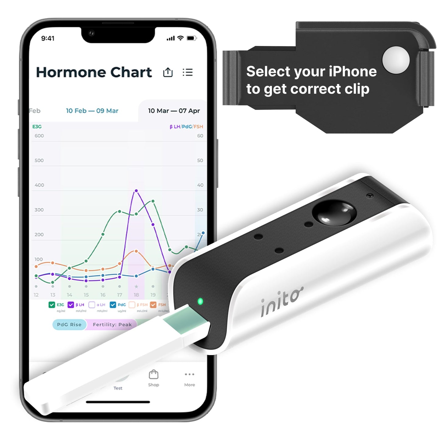 Inito Fertility Monitor & Hormone Tracker for Women | Ovulation, Estrogen, LH, PdG, FSH | 15 Strips | iPhone 12 Pro Compatible