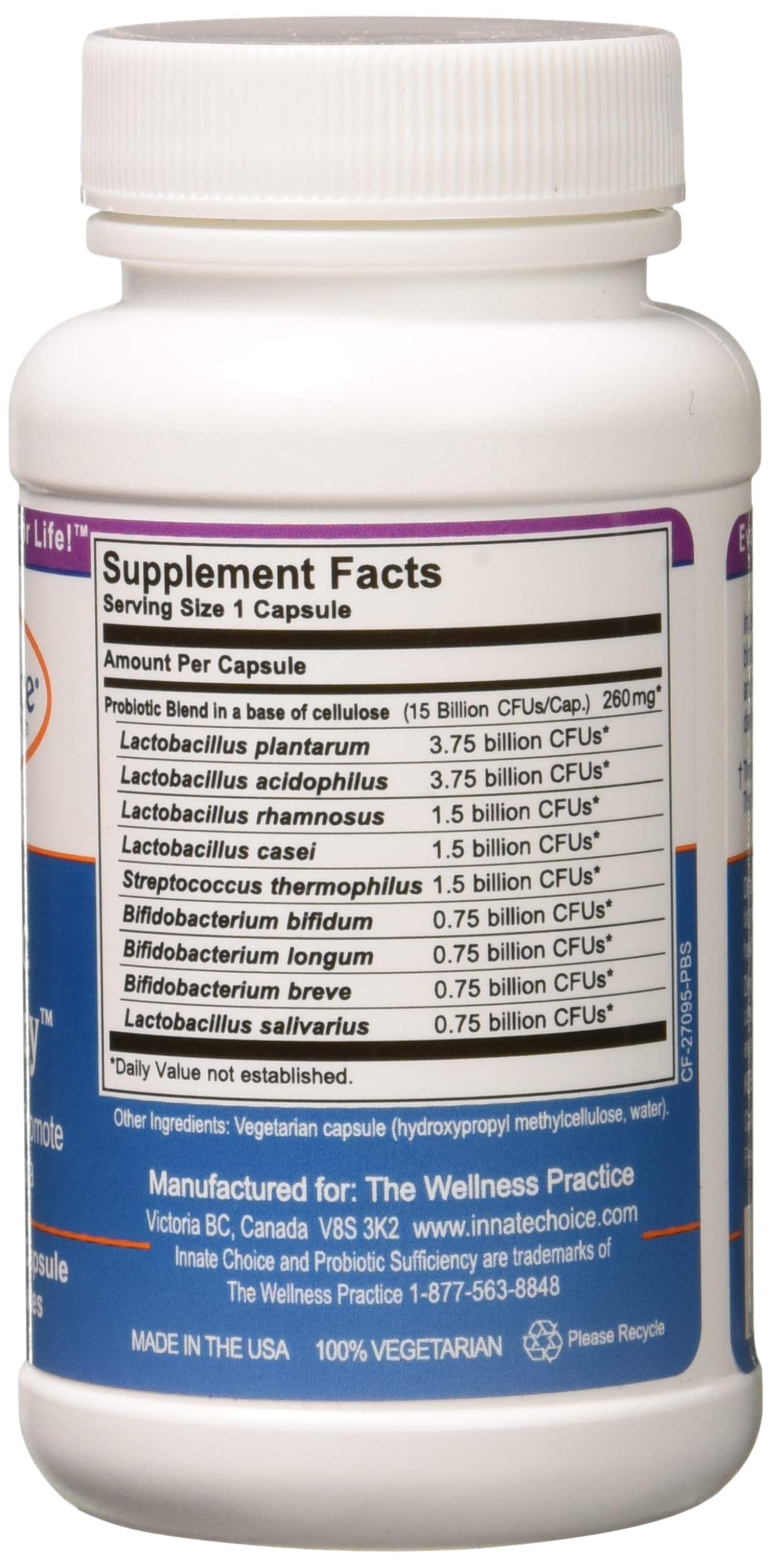 Innate Choice Probiotic Sufficiency – 60 Vegetarian Capsules for Digestive Balance