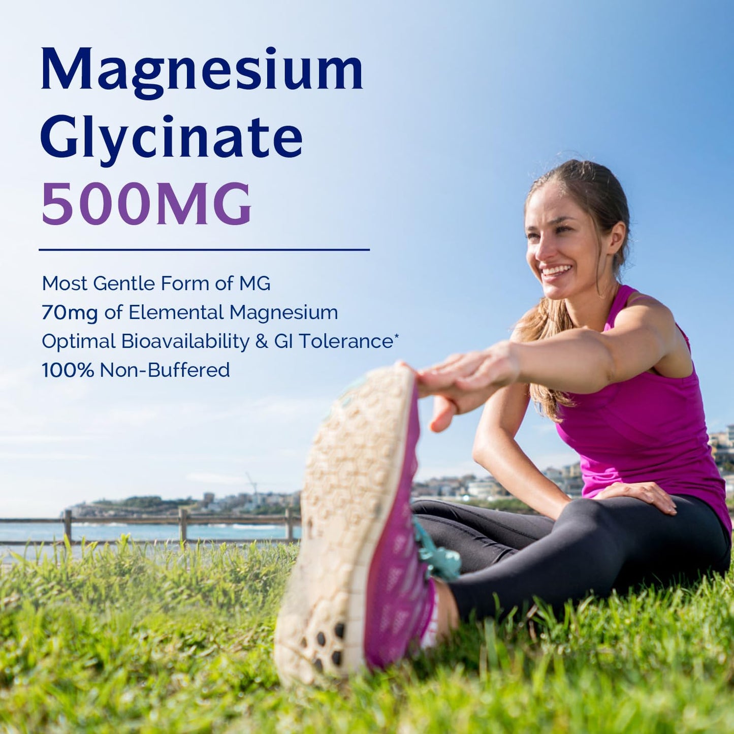 Innate Vitality Magnesium Glycinate 500mg – 70mg Elemental Magnesium, High Absorption | Non-GMO, Gluten-Free | Supports Nerve, Heart & Bone Health | 240 Vegan Capsules