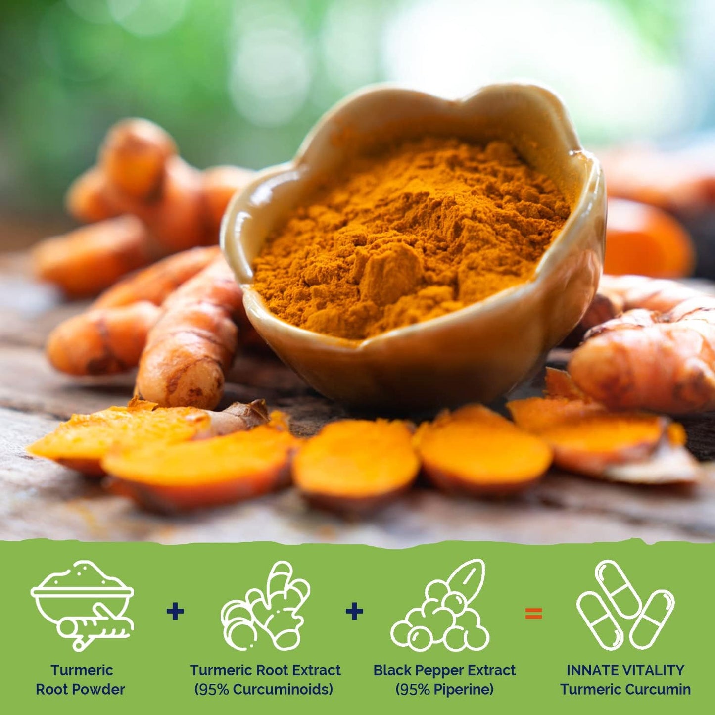 Innate Vitality Turmeric Curcumin 1800mg with Black Pepper – 90 Capsules