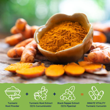 Innate Vitality Turmeric Curcumin 1800mg with Black Pepper – 90 Capsules