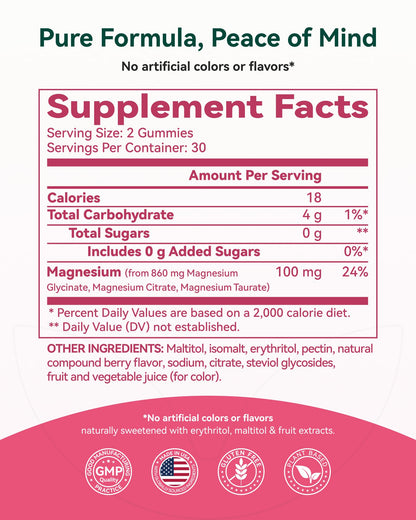 Inner Brightness Magnesium Glycinate Plus Gummies – 860mg | Sugar-Free, Gluten-Free, Non-GMO (120 Count)