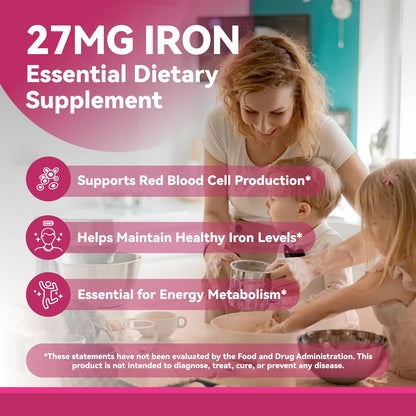 Inner Brightness Iron Supplement - 27 mg Iron for Women, 100 Tablets