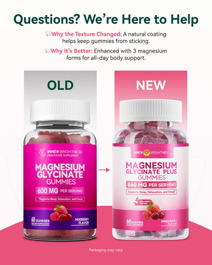 Inner Brightness Magnesium Glycinate Plus Gummies – 860mg | Sugar-Free, Gluten-Free, Non-GMO (120 Count)