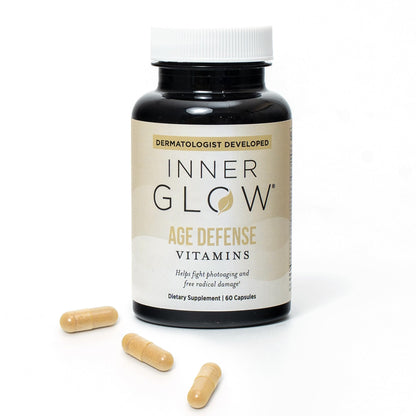 Inner Glow Age Defense Vitamins – Dermatologist & Plastic Surgeon Developed Antioxidant Formula for Photoaging and Melasma – Vegan, Gluten-Free – 60 Capsules