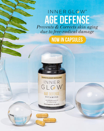 Inner Glow Age Defense Vitamins – Dermatologist & Plastic Surgeon Developed Antioxidant Formula for Photoaging and Melasma – Vegan, Gluten-Free – 60 Capsules