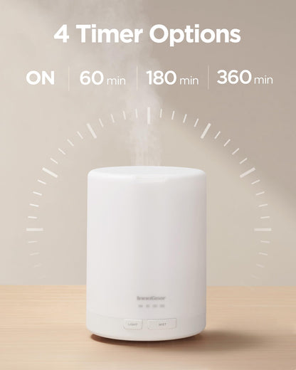 InnoGear 300ML Essential Oil Diffuser - Premium 5-in-1 Ultrasonic Aromatherapy Diffuser with Auto-Off Timer, White