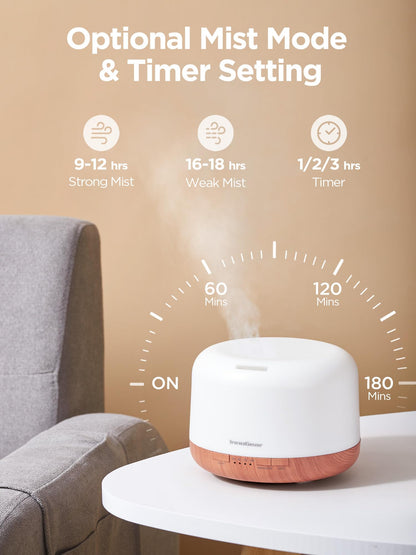 InnoGear 500ml Essential Oil Diffuser with Remote Control – Ultrasonic Humidifier for Large Rooms (Yellow)