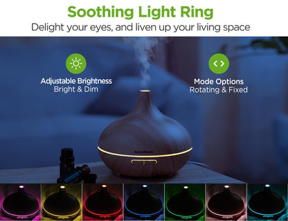 InnoGear Aromatherapy Diffuser + 10 Essential Oils Set – 400ml Ultrasonic Diffuser, 7-Color LED, Auto Off